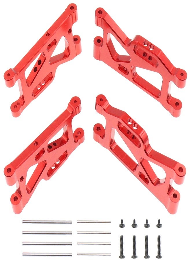 Treehobby قطع غيار سيارات التحكم عن بعد من Treehobby، 4 قطع معدنية أمامية وخلفية، متوافقة مع سيارات WLtoys بمقياس 1/14 (144010، 144001، 144002) و1/12 (124016، 124017، 124018، 124019) (أحمر) - Image 1